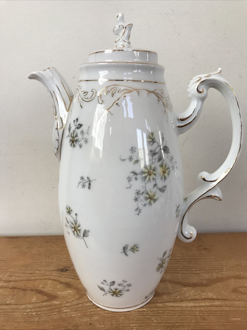 Vtg Antique RC Rosenthal Germany Gold Floral Porcelain Tea Kettle Chocolate Pot